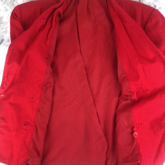 VTG VIntage Red Blazier Lined Sports Coat 4 Button Suit Jacket Pockets - Size M - Picture 13 of 14